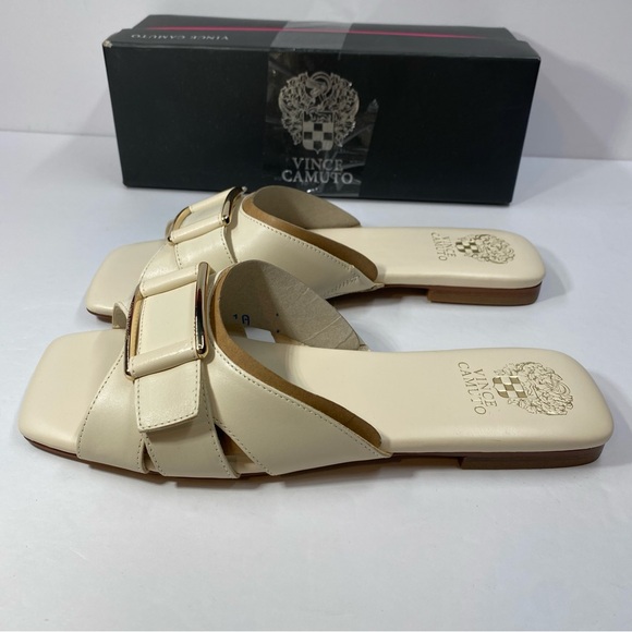 Vince Camuto Alexino Sandals Womens Size 10 Creamy White Leather Slip On NEW - Picture 3 of 12